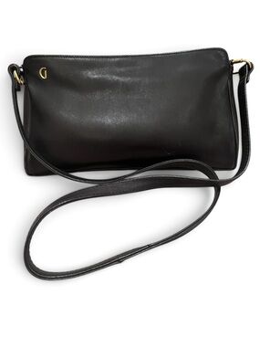 Ganson Vintage Black Leather Crossbody Clutch